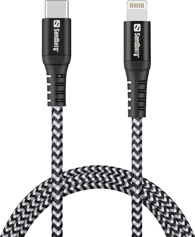 Kabllo Sandberg Survivor USB C PD Lightning, 1m, karikim i shpejtë, i zi