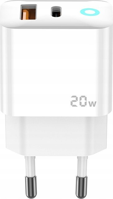 Karikues muri JELLICO EU11, PD 20W, 1xUSB C dhe 1xUSB QC3.0, me kabllo USB C në USB C, i bardhë