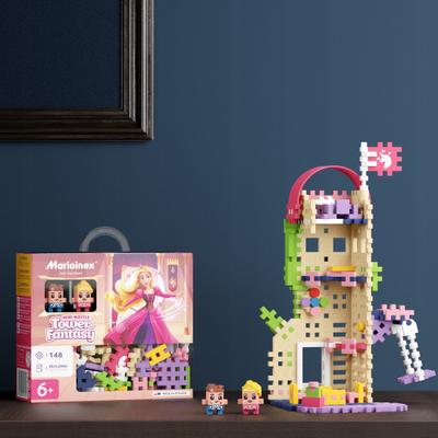 Set ndërtesash Marioinex Waffle Mini Blocks Princess Fantasy Tower, për fëmijë 6+, shumëngjyrësh
