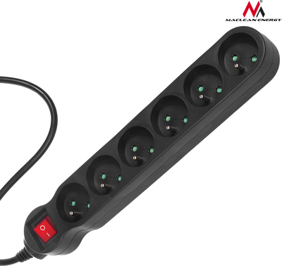 Zgjatues elektrik Maclean Energy MCE225, 6 dalje, kabllo 1.5 m, i zi