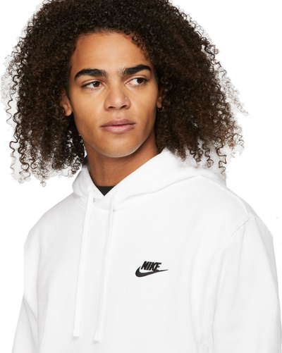 Bluzë me kapuç Nike Sportswear Club Fleece, pambuk, e bardhë