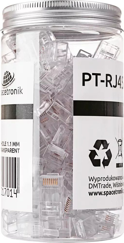 Priza RJ45 Spacetronik PT-RJ456UT-1, Cat.6 UTP, Pass Through, transparente 100 copë