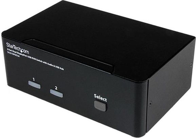 Switch KVM me 2 porta DisplayPort dhe USB 2.0 Hub StarTech SV231DPDDUA, deri në 2560 × 1600 px , i zi