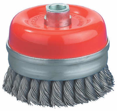 Четка од жица крајна Abraboro AB92031317, Ø100mm, навој M14, црвена