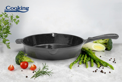 Tigan mermeri Heinner Marble Frying Pan, 26 cm, gize e emaluar, gri