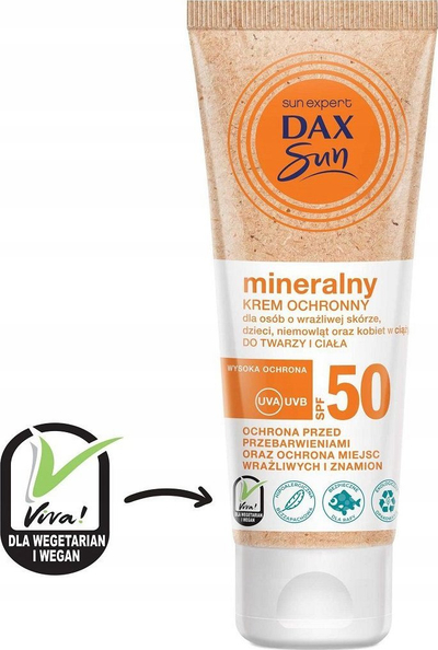 Krem dielli mbrojtës Dax Sun Mineral Protective, SPF 50, 75 ml, i bardhë