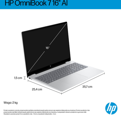 Laptop HP OmniBook 7 AI 16-ay0217nw, 32GB, 1TB, i argjendtë