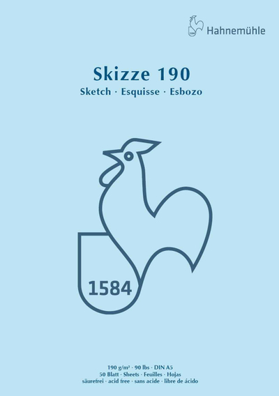 Bllok vizatimi Hahnemühle Skizze 190 A5, 50 fletë, 190 g/m², i bardhë