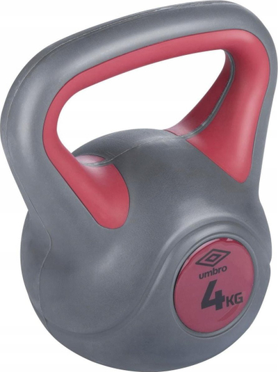 Peshë kettlebell Umbro, 4kg, plastikë me beton, gri e kuqe