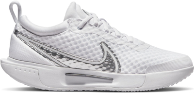 Atlete tenisi NikeCourt Zoom Pro White Metallic Silver për goca, numri 39, të bardha me ngjyrë argjendi