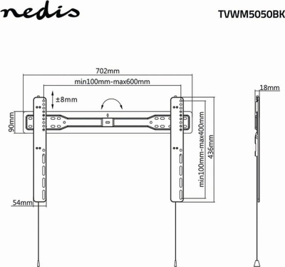 Mbajtës muri për TV Ultra Slim, 37-70", 35kg, i zi