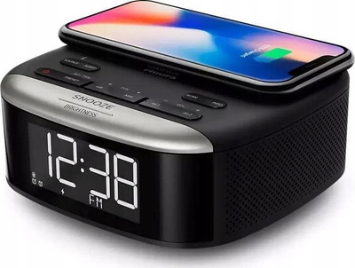 Radio me alarm Philips TAR7606/10, FM dixhitale, Bluetooth, karikim wireless Qi, e zezë