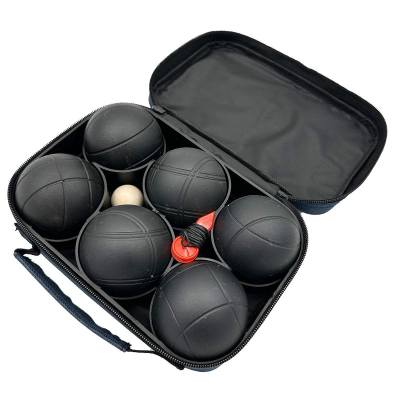 Set boules Enero Pro, 6 toptha çeliku, me çantë, ngjyrë e zezë