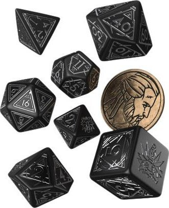 Set zare qeramike Q Workshop The Witcher Geralt Silver Sword, 7 pjesë, me monedhë metalike, të zeza me argjend