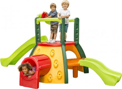 Lojë rrëshqitëse për oborr Little Tikes Double Decker Superslide, 2 rrëshqitëse, tunel, shumëngjyrëshe