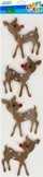 Stickerë 3D për Krishtlindje Craft with Fun, 4 copë, drerë dekorativë, shumëngjyrësh