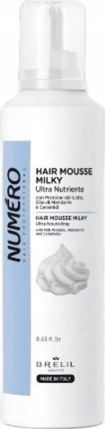 Shkumë flokësh Brelil Numero Milky Ultra Nourishing, ushqyese, 250ml, e bardhë