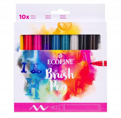 Set pena brush Ecoline, 10 copë, akvarel, multikolor