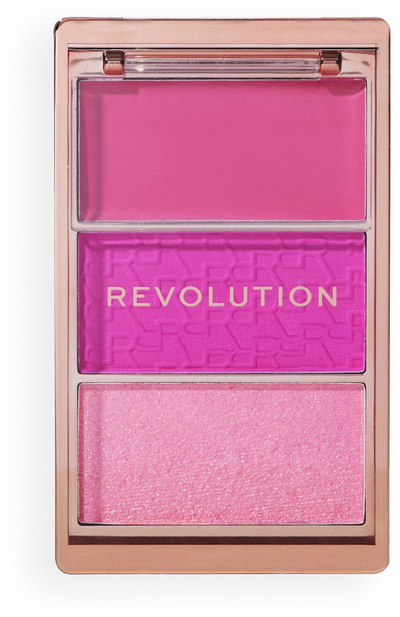 Палета руменила Revolution Blush Icon Palette Hot Pink Flag, висока пигментација, мат и сјајни нијанси