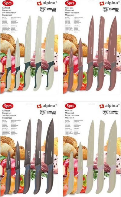 Set thika kuzhine Alpina, çelik inox, 5 copë, jeshile