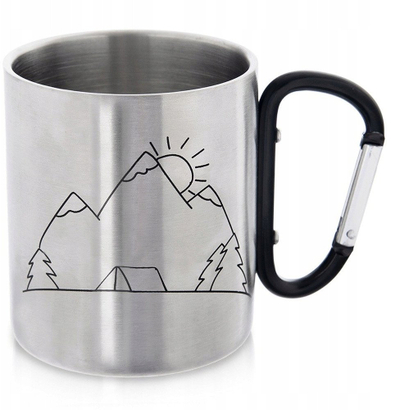 Filxhan kampingu Orion, çelik inox, 350ml, dorezë karabiner, argjend