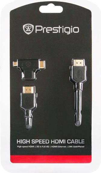 Kабел HDMI Prestigio PHDMIAC1, 1.8m, 10.2Gb/s, црна