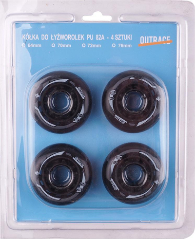 Rrota patinash Outrace PU, 64mm, 82A, set 4 copë, të zeza