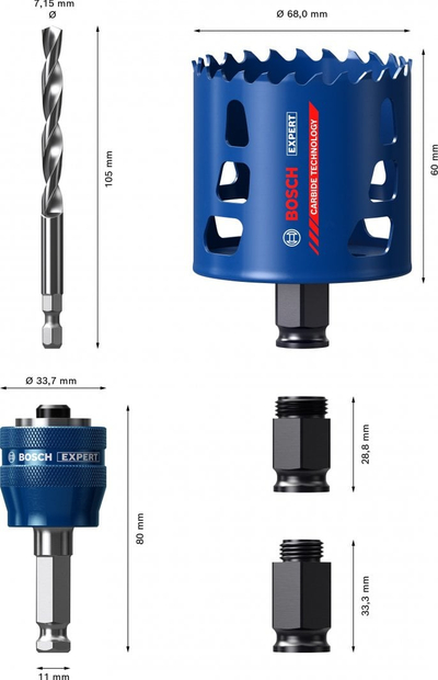 Set shpuese rrethore Bosch EXPERT Tough Material, 51mm, 60mm