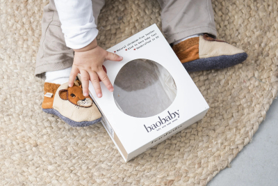 Këpucë bebe Baobaby klasike Leo, lëkurë e butë, madhësia L, bezhë