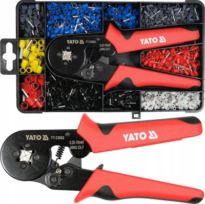 Pinca presuese Yato YT-23052, set me 1200 tule kabllosh, gamë 0.25-10mm², e kuqe me të zezë