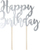 Topper për tortë Happy Birthday, 22.5 cm, argjend