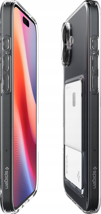 Mbështjellës telefoni Spigen Crystal Slot për iPhone 16, mbajtëse karte, transparent