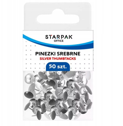 Kapsa metalike Starpak Metal Thumbtacks Silver, 50 copë, ngjyrë argjendi