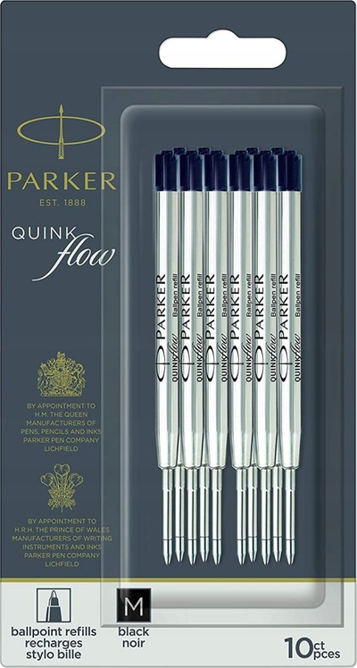 Refill stilolapsi Parker QUINKflow Ballpoint, medium, bojë e zezë, set 10 copë