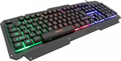 Tastierë gaming MS Elite C330, LED Rainbow, layout US, metal, e zezë