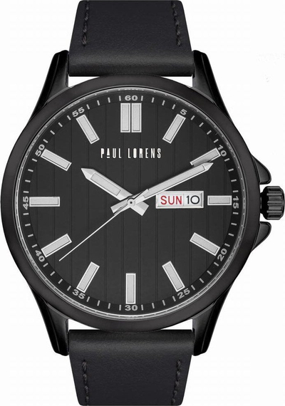 Рачен часовник Paul Lorens PL8071A3-1A5, кварц, кожен ремен, црн