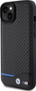 Mbrojtëse telefoni BMW Leather Carbon për iPhone 15 Plus, lëkurë dhe karbon, e zezë