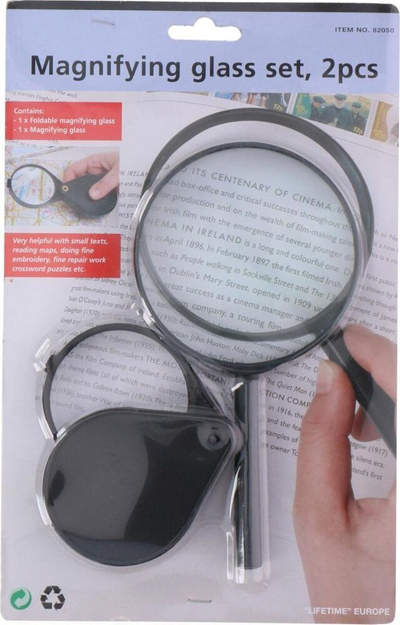 Set lupa zmadhimi 2 copë, dorezë ergonomike, transparente