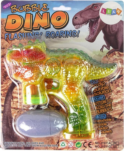 Makina për flluska sapuni Dinosaur, formë dinosauri, me 1 vezë lëngu, e verdhë