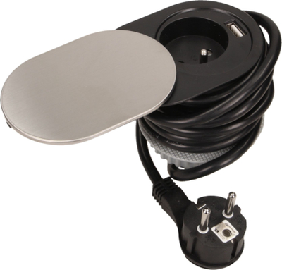 Prizë e fshehur Orno, 1x 230V me tokëzim, USB 5V 2.4A, inoks e zezë