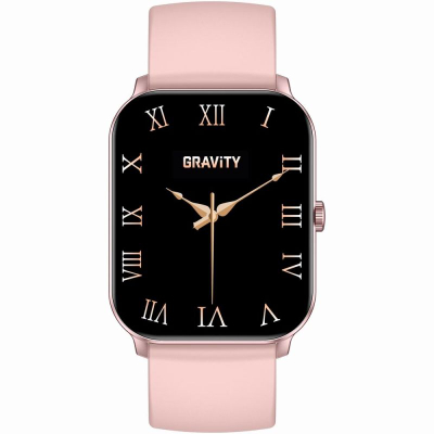Orë e zgjuar Gravity GT36-1 Pink Gold, ekran katror, rrip silikoni rozë