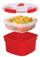 Сад за готвење на пареа за микробранова Sistema Microwave Steamer, пластичен, црвен