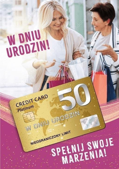Kartolinë urimi për ditëlindje Depesche Birthday Card 50, format B6, motiv kartë krediti, shumëngjyrëshe