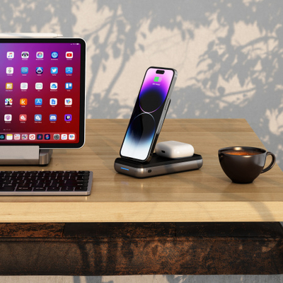 Mbajtëse karikuese Satechi Duo Wireless, e hirtë