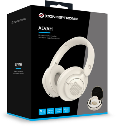 Bluetooth слушалки Conceptronic ALVAH02C, Стерео, Активно поништување на бучава, црни
