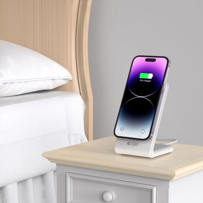 Karikues me valë Tech-Protect QI15W-A23 MagSafe, 15W, për iPhone 12 13 14 15, i bardhë