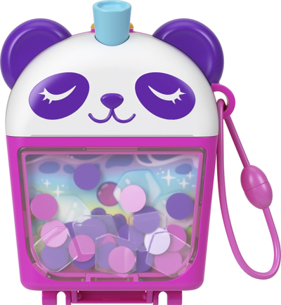 Set lodrash Polly Pocket Bubble Tea Panda Compact, 2 kukulla mikro, lodër panda, shumëngjyrëshe