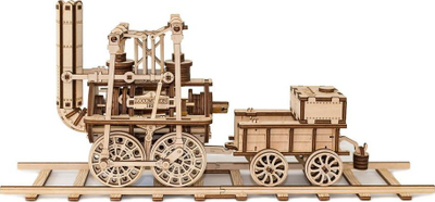 Set ndërtimi druri EWA Eco-Wood-Art Lokomotivë, model mekanik, me motor gome, natur