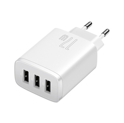 Karikues Baseus, 3xUSB-A, 17W, i bardhë