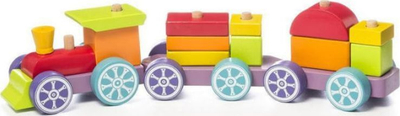 Lodër tren druri LP-3 Rainbow Express, edukative, shumëngjyrëshe